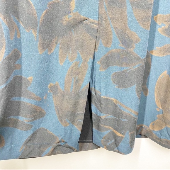 Pomandere Teal and Brown Sleeveless Silk Blend Knee Length Dress Size 8 - Picture 5 of 10